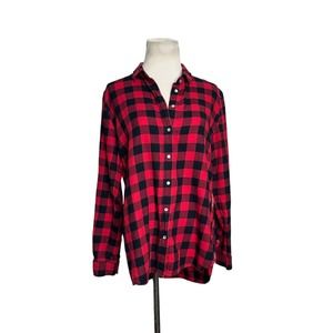 H&M red black plaid long sleeves button flannel shirt size 8